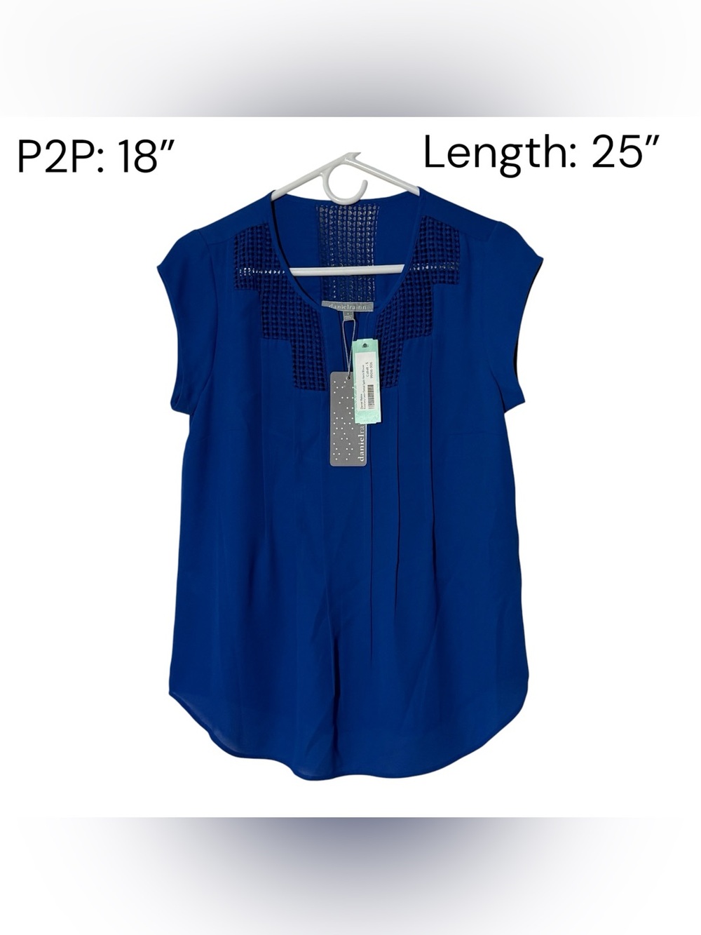 Daniel Rainn Blue Cap Sleeve Blouse SM NWT!